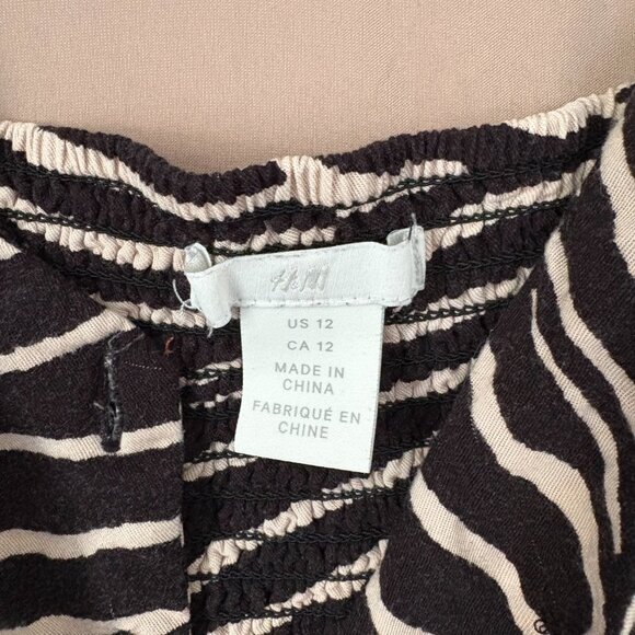 H&M Womens Zebra Print Midi Button Down Spaghetti Strap Dress Size 12 Cozy Smock - Picture 6 of 12